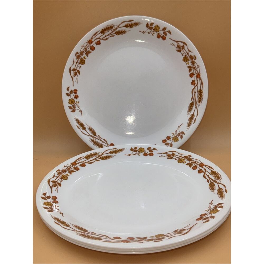 4 Vintage Corelle Harvest Home Wheat Dinner Plates Autumn Fall Discontinued 10”